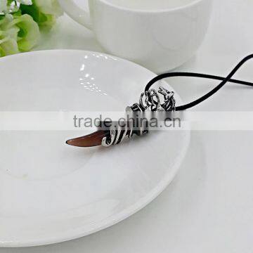 Stainless Steel Mens Wolf Tooth Tribal 5 Colors Pendant Necklace photo-6