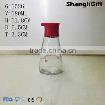 180ml Clear Bottles 6oz Soy Sauce Glass Botle With Plastic Cap