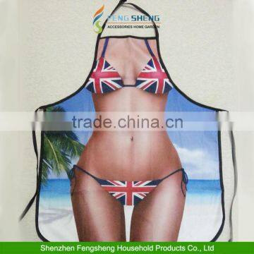 Women's Fun Novelty Cooking Apron Sexy Saucy Union Jack Bikini