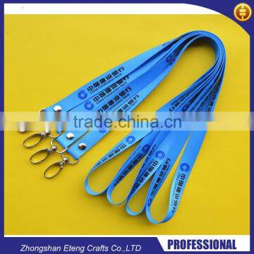 Custom printed black design blue neck lanyards with oval hook