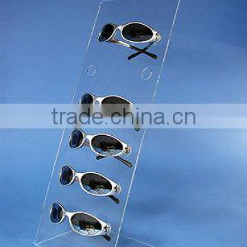 clear customized folding L shaped retail countertop display stand for 5 pairs spectacles/sunglasses/eyewear