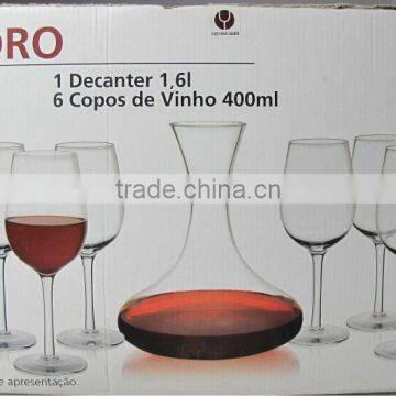 New designed hot sell clear glass wine decanter set wholesale