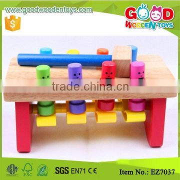 Deluxe Toddler Toy 8 Smile Face Baby Play Wooden Hammer Bench