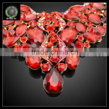 African Jewelry Sets Factory Wholesale 2016 New Design Gold Plated Necklace Big Set KHK726 photo-3