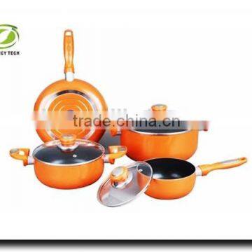 Orange Color Painting Non-stick & Ceramic Coated Cookware Set Pots and Pans