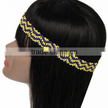 ROYAL BLUE & YELLOW STRETCH HEADBAND FASHION HAIR JEWELRY