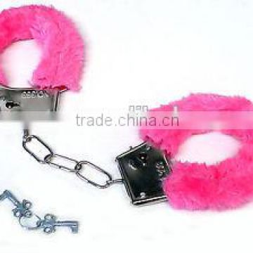 Party night funny pink color plush metal handcuff toy wholesale HK2006