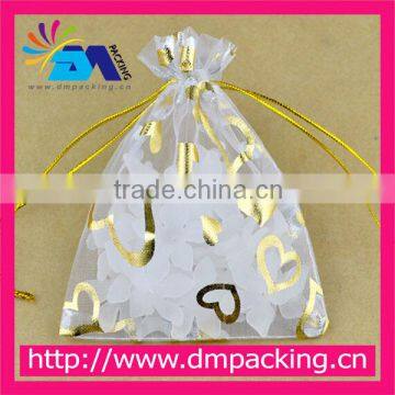 Heart printing drawstring bag jewelry organza bag