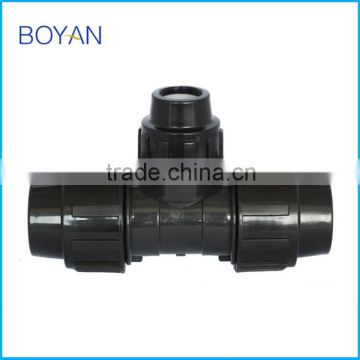 plastic quick pipe fitting for irrigation black pp compression reducing tee