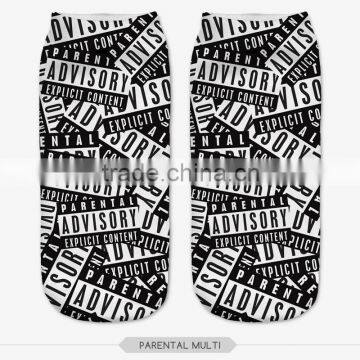 fashion black white high quality 3d digital full print colorful ankle socks sports unisex custom hot sale stretch spandex