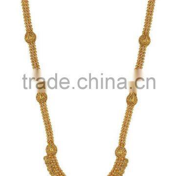 Indian Gold Plated Polish Long Necklace With Earring Set For Women photo-4