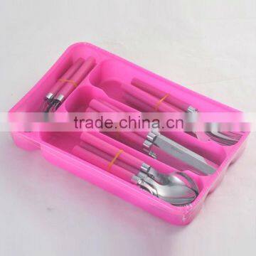 24 pcs set high grade colorful plastic handle flatware