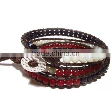 MMBR699A003 Handmade in Thailand Handwoven Stone Beaded Bracelet Boho Fashion Jewelry Semiprecious Stone Summer 2016