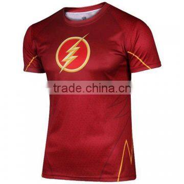 Polyester Spandex Short Sleeves Compression Shirt / Rash Guard with Flash design