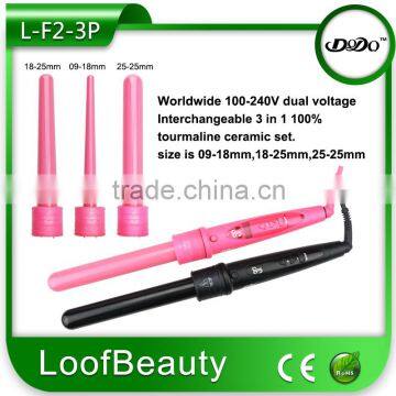 3 in 1interchangeble hair curling iron magic hair dressing siut for DIY