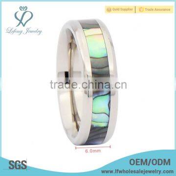 Fashion Jewelry Titanium Ring With Abalone Shell Inlay photo-3