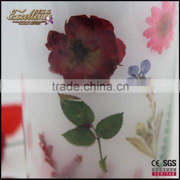 Battery operated candle with flower, flickering flame flameless candle