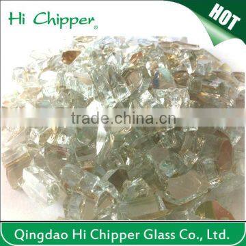 Decorative crushed tempered fire pit glass