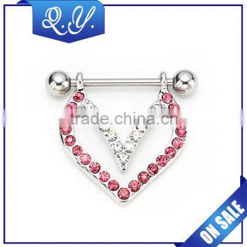 cross nipple piercing jewelry satinless steel CZ nipple rings