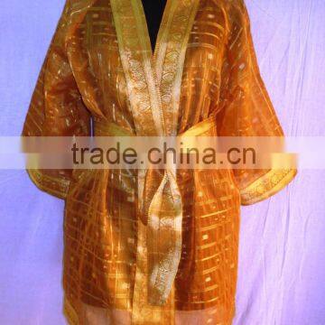 Indian Handmade Girls Nighwear Vintage Silk Saree Kimono Bathrobe intimate Nightgown Sexy Night Dress Unisex Kimono Sleepwear