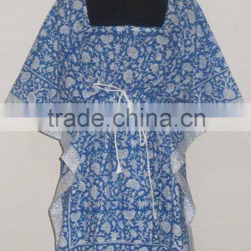 Cotton Women Sexy Caftan Designer Hand Block Printed Poncho