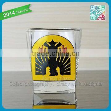 Top quality whiskey glass cup with black eagle decal logo thick bottom tumber whiskey cups