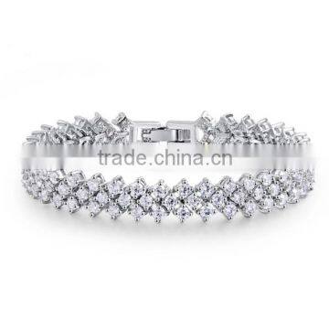 18K White Gold Plated AAA Clear Cubic Zircon Bracelet Bangle European Vintage Charm Bracelet