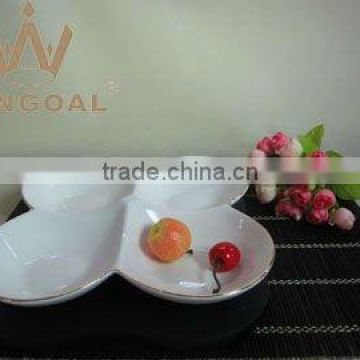 Wingaol new design porcelain chip and dip snack plate