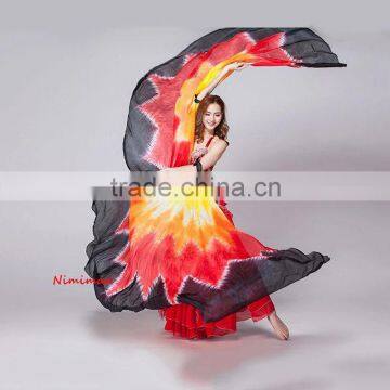 2016 New Arrivals Colorful Cheap Belly Dance Silk Veil 100% Real Belly Dancing Silk Isis Wings 250*114 cm