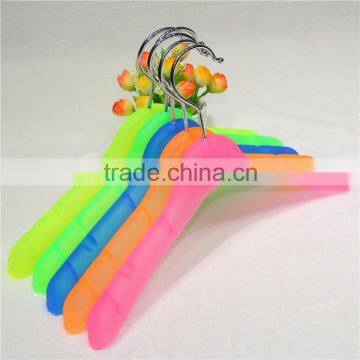 Bulk candy color plastic children clothes hanger for kids garment