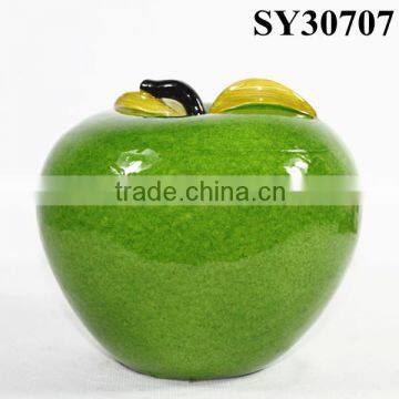 Indoor table green apple shape ceramic decoration