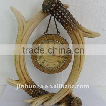 Polyresin deer antler hanging clock