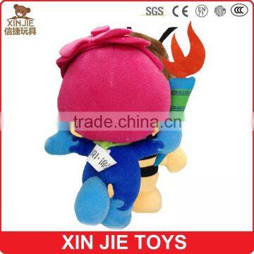 Custom Sports Meeting Plush Torch Mascot 10inch Sports Meeting Soft Mascot With Torch Nice Design Mascot Doll for Sports Meeting