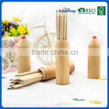 Promotional 12 Pcs 7 Inch Art Wooden Coloring Pencils Set With Lovely Wood Case