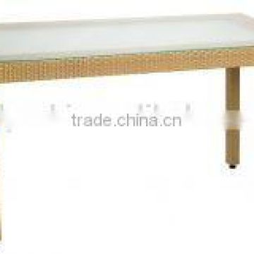 rectangle outdoor rattan table with glass table top