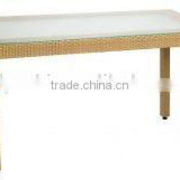Rectangle Outdoor Rattan Table With Glass Table Top