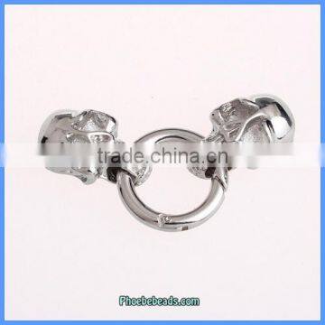 Wholesale antique silver skull charm Alloy Clasp for bracelet OMC-062D