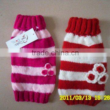 Cuter Striped knitting Flower Dog Sweaters