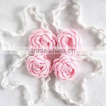 baby girl handmade crochet headband with pink flower