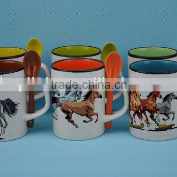 horse design coffee mug with spoon