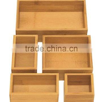2015 Newest Bamboo Drawer Organizer Storage Kitchenware Stationery Boxes