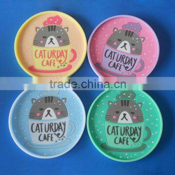 cute cat design groove protect PVC coaster coffee cup cushion