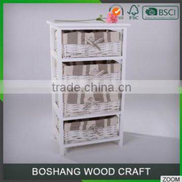 Small Cheap Indoor Storage Wooden Cabinet With Many Wicker Drawers photo-3