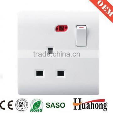 13A british wall socket with switch and neon