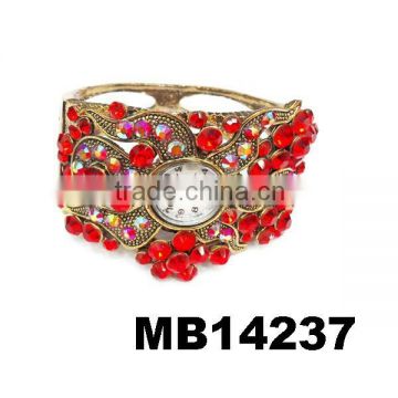 fashion ladies floral rhinestone zinc alloy bracelet watch