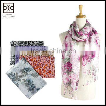 2016 S/S classic floral print acrylic lady fashion wholesale scarf