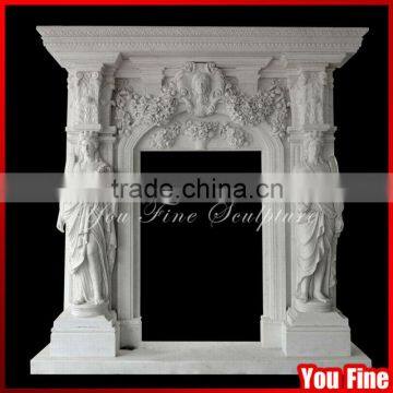 Lady Statue White Marble Carving Door Surrounding