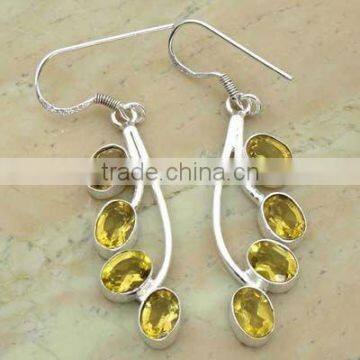 CUTE ! CITRINE & .925 Sterling Silver Earrings, silver jewelry wholesaller