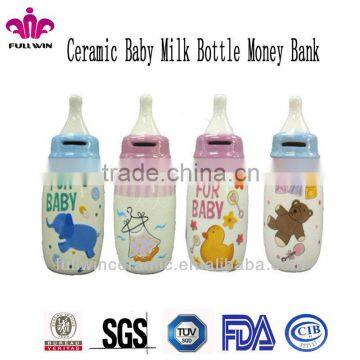 Ceramic Baby Milk Bottle Money Bank