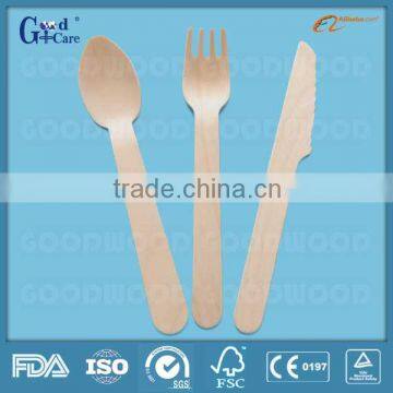 Disposable wooden cutlery set with hot stamp